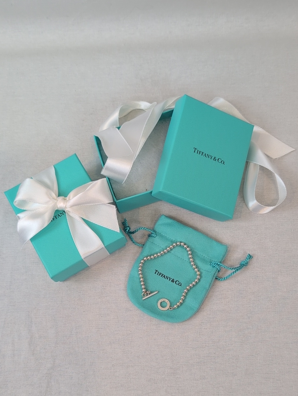 TIFFANY & CO. STERLING SILVER 7 1/4" BEAD BRACELET